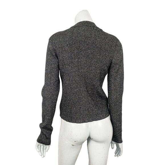 House of Harlow 1960 Gray Metallic Mock Sweater Ribbed knit Size Large - Picture 4 of 8